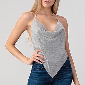 Rhinestone cowl top